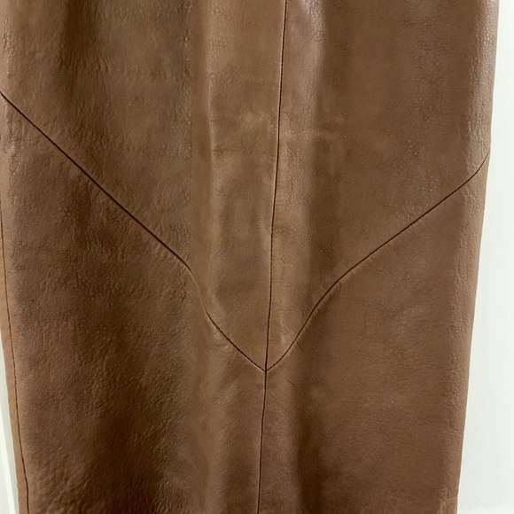 Brown Leather Pencil Skirt - Picture 2 of 8